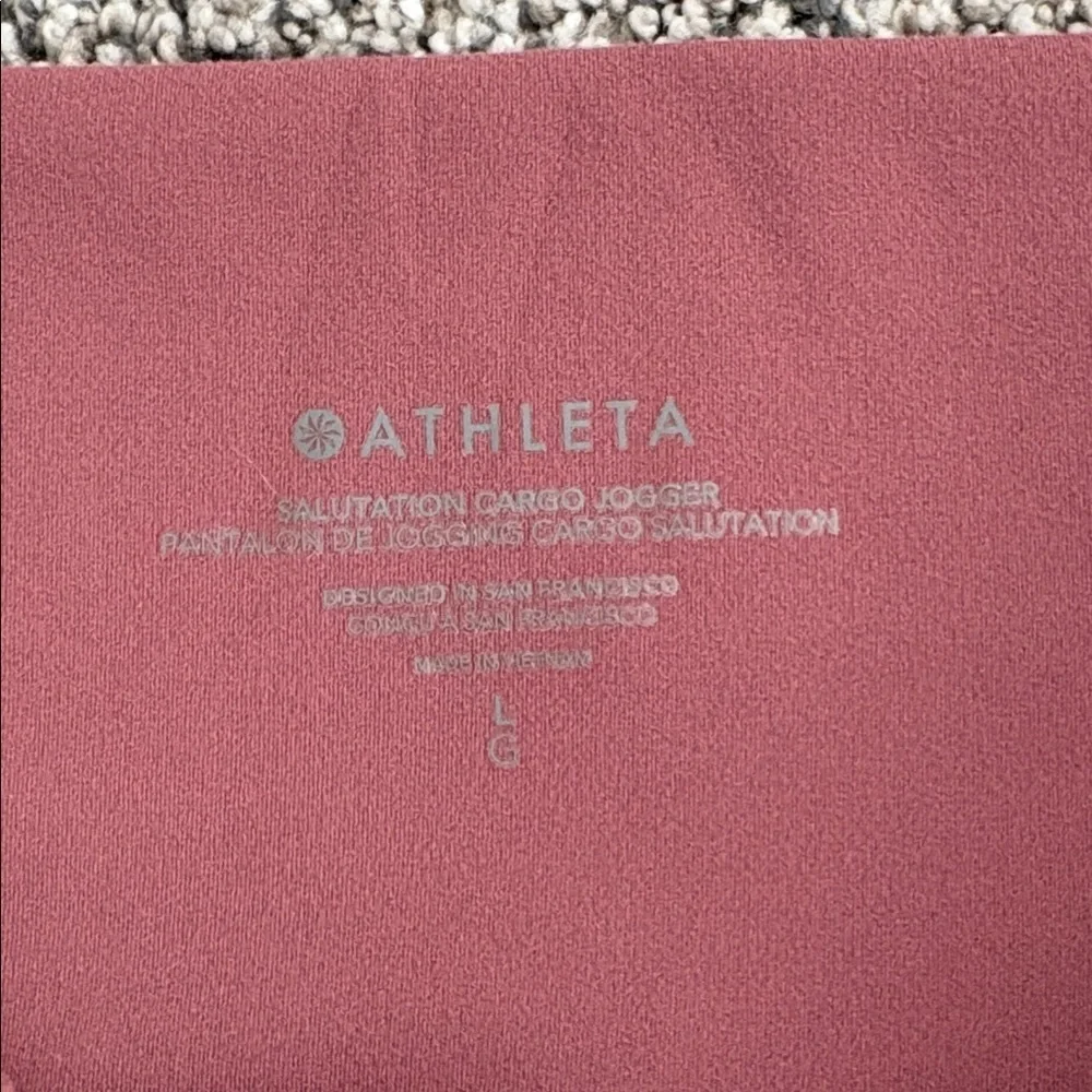 Athleta Womens Pants Pink Salutation Cargo Jogger Tawny Rose Pull On Comfy - Picture 4 of 7